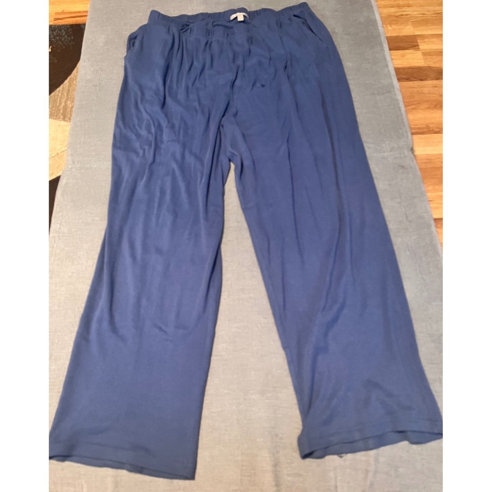 Woman‎ Within Blue Wide Leg Elastic Waist Lounge Pants Tall Size 3X